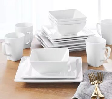 16pc Square white dinner set